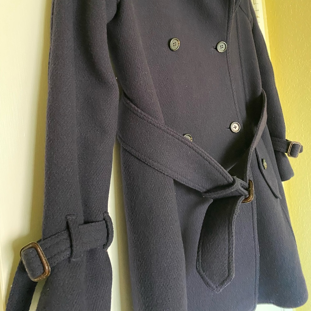 🦋HP🦋J Crew Gray Stadium Cloth Boulevard Trench
Coat - size 0 , Navy - Picture 6 of 9